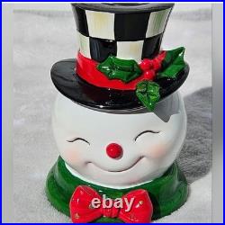 Mackenzie-Childs Granny Kitschy Snowman Frosty Courtly Check Candle Holder
