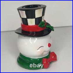 Mackenzie-Childs Granny Kitschy Snowman Frosty Courtly Check Candle Holder