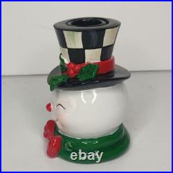 Mackenzie-Childs Granny Kitschy Snowman Frosty Courtly Check Candle Holder