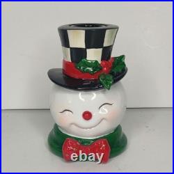 Mackenzie-Childs Granny Kitschy Snowman Frosty Courtly Check Candle Holder
