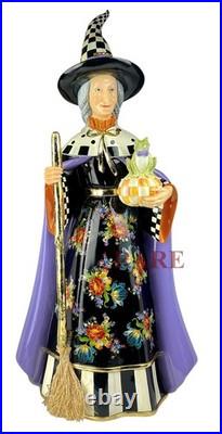 Mackenzie-Childs Greta Witch With Orange Check Pumpkin & Frog New No Box