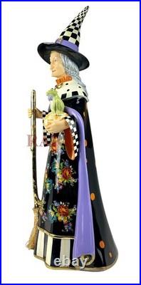 Mackenzie-Childs Greta Witch With Orange Check Pumpkin & Frog New No Box