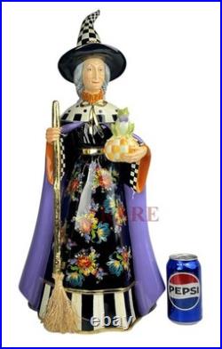 Mackenzie-Childs Greta Witch With Orange Check Pumpkin & Frog New No Box