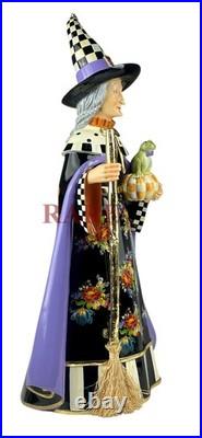 Mackenzie-Childs Greta Witch With Orange Check Pumpkin & Frog New No Box