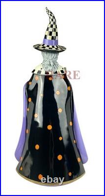 Mackenzie-Childs Greta Witch With Orange Check Pumpkin & Frog New No Box