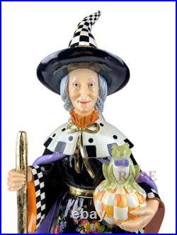 Mackenzie-Childs Greta Witch With Orange Check Pumpkin & Frog New No Box