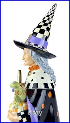 Mackenzie-Childs Greta Witch With Orange Check Pumpkin & Frog New No Box