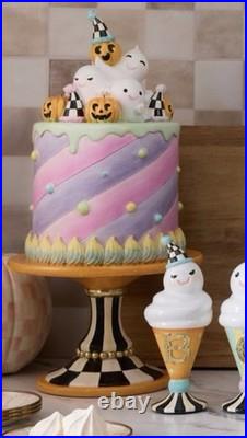Mackenzie-Childs Halloween Trick or Treat Cake Pumpkins Ghosts Pedestal New Box