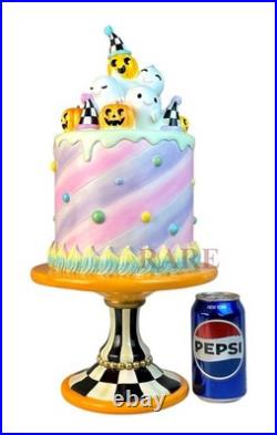 Mackenzie-Childs Halloween Trick or Treat Cake Pumpkins Ghosts Pedestal New Box