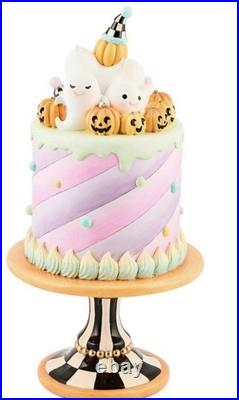 Mackenzie-Childs Halloween Trick or Treat Cake Pumpkins Ghosts Pedestal New Box