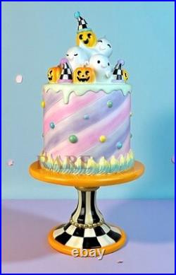 Mackenzie-Childs Halloween Trick or Treat Cake Pumpkins Ghosts Pedestal New Box