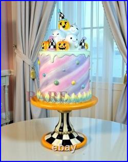 Mackenzie-Childs Halloween Trick or Treat Cake Pumpkins Ghosts Pedestal New Box