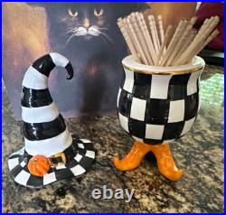 Mackenzie Childs Hostess Set Halloween Witches Witch Hat Toothpick Holder