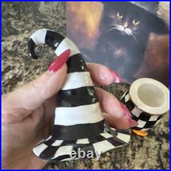 Mackenzie Childs Hostess Set Halloween Witches Witch Hat Toothpick Holder