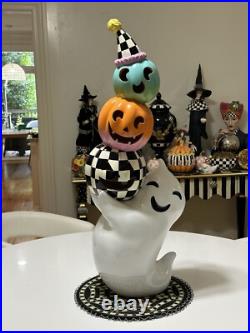 Mackenzie Childs Illuminated Trick Or Treat Ghost With Pumpkins