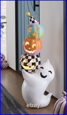 Mackenzie Childs Illuminated Trick Or Treat Ghost With Pumpkins
