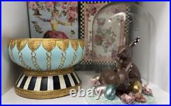 Mackenzie Childs Macaron Courtly Check Chocolate Bunny Cloche 10.25 New