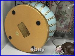 Mackenzie Childs Macaron Courtly Check Chocolate Bunny Cloche 10.25 New