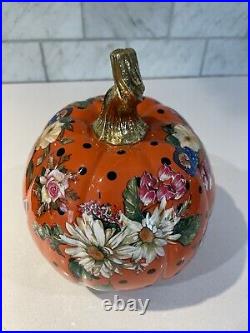 Mackenzie Childs Medium Orange Flower Market Pumpkin