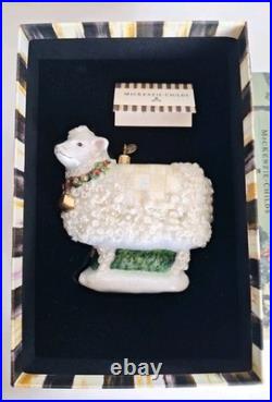 Mackenzie Childs Parchment Check Sheep Ornament withOriginal Box and Tag