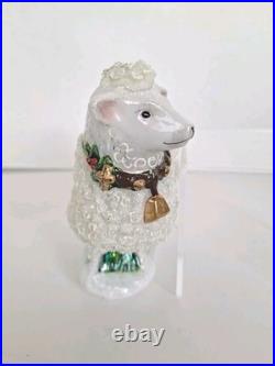 Mackenzie Childs Parchment Check Sheep Ornament withOriginal Box and Tag