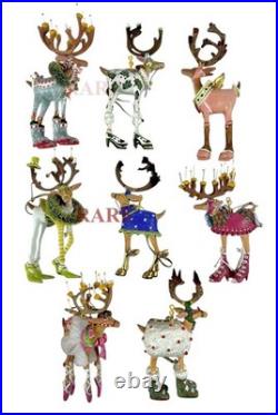Mackenzie-Childs Patience Brewster Dash Away Reindeer Mini Ornaments New No Box