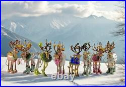 Mackenzie-Childs Patience Brewster Dash Away Reindeer Mini Ornaments New No Box
