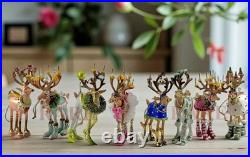 Mackenzie-Childs Patience Brewster Dash Away Reindeer Mini Ornaments New No Box