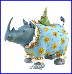 Mackenzie-Childs Patience Brewster Large Jambo Roberta Rhino Figure With Tree