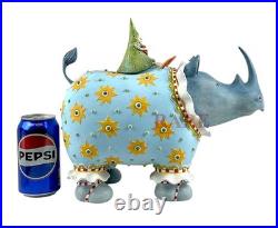 Mackenzie-Childs Patience Brewster Large Jambo Roberta Rhino Figure With Tree