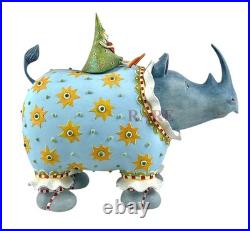 Mackenzie-Childs Patience Brewster Large Jambo Roberta Rhino Figure With Tree