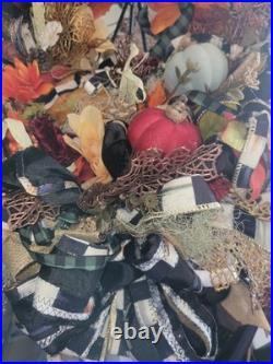 Mackenzie Childs Ribbon Spider Fall Halloween THANKSGIVING Holiday Door Wreath