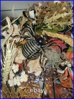 Mackenzie Childs Ribbon Spider Fall Halloween THANKSGIVING Holiday Door Wreath