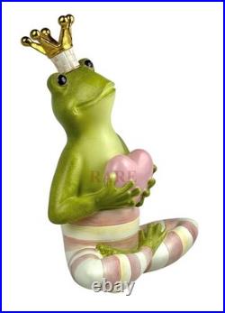 Mackenzie-Childs Rosy Check Fergal The Frog With Heart Décor New No Box