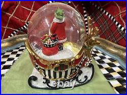 Mackenzie Childs Sleigh Ride Musical Snow Globe. Santa Spins and It Plays. New