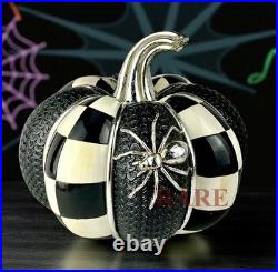 Mackenzie-Childs Spellbound Spider Pumpkin Black Silver Halloween New