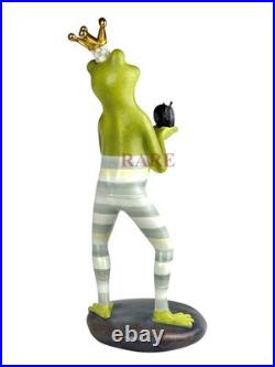 Mackenzie-Childs Sterling Check Fergal The Frog With Snail Décor New No Box