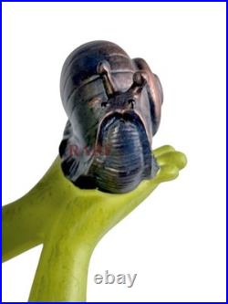 Mackenzie-Childs Sterling Check Fergal The Frog With Snail Décor New No Box