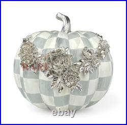 Mackenzie-Childs Sterling Check Large Floral Garland Pumpkin Halloween New