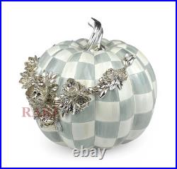Mackenzie-Childs Sterling Check Large Floral Garland Pumpkin Halloween New
