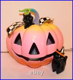 Mackenzie Childs Treat Or Treat Illuminated Jack O Lantern, New In Box