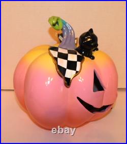 Mackenzie Childs Treat Or Treat Illuminated Jack O Lantern, New In Box