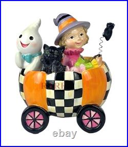 Mackenzie-Childs Trick or Treat Friend in Cart Pumpkin 7 Tall New No Box