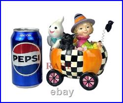 Mackenzie-Childs Trick or Treat Friend in Cart Pumpkin 7 Tall New No Box