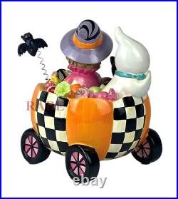 Mackenzie-Childs Trick or Treat Friend in Cart Pumpkin 7 Tall New No Box