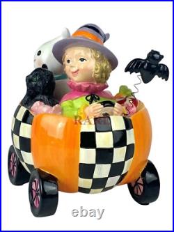 Mackenzie-Childs Trick or Treat Friend in Cart Pumpkin 7 Tall New No Box