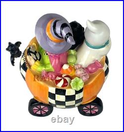 Mackenzie-Childs Trick or Treat Friend in Cart Pumpkin 7 Tall New No Box
