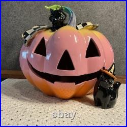 Mackenzie-Childs Trick or Treat Illuminated Jack O' Lantern Halloween Pink Rare