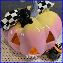 Mackenzie-Childs Trick or Treat Illuminated Jack O' Lantern Halloween Pink Rare