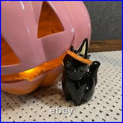 Mackenzie-Childs Trick or Treat Illuminated Jack O' Lantern Halloween Pink Rare